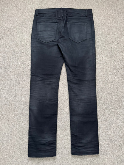 SS17 Saint Laurent Paris Waxed Knee Slit D02 Denim Jeans