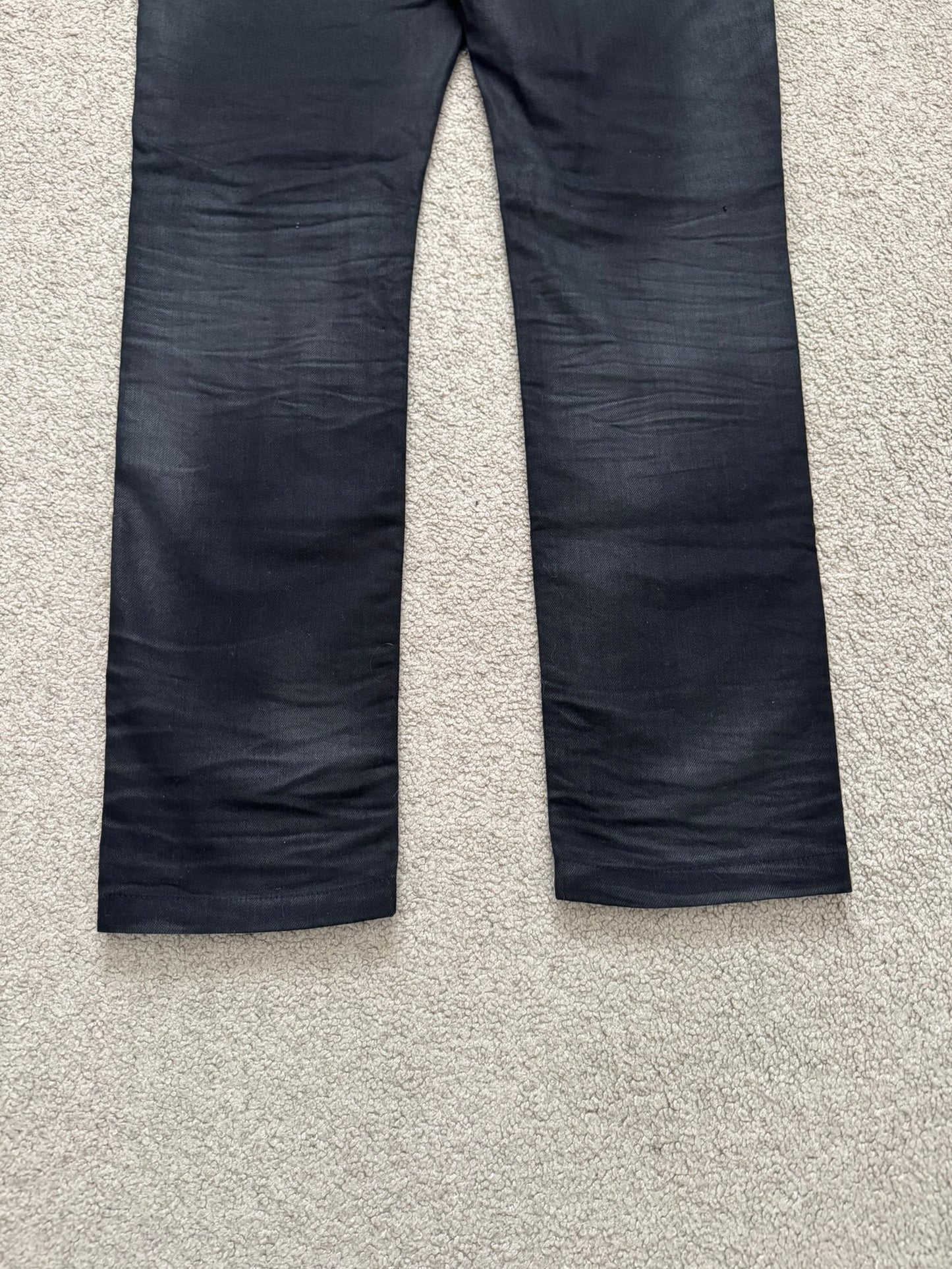 SS17 Saint Laurent Paris Waxed Knee Slit D02 Denim Jeans