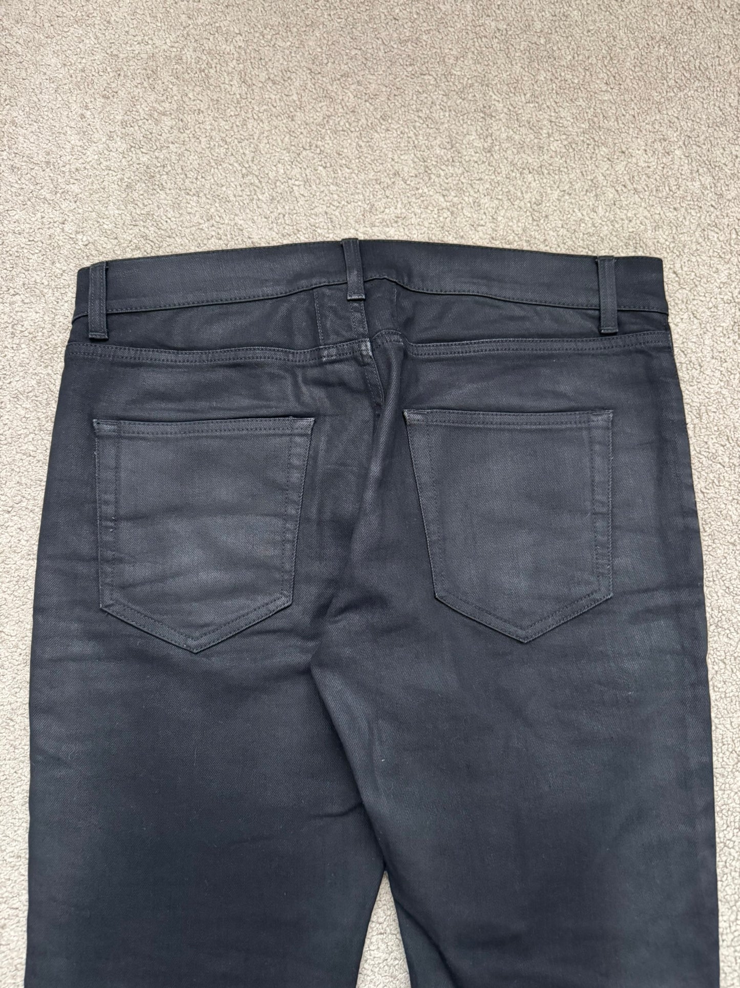SS17 Saint Laurent Paris Waxed Knee Slit D02 Denim Jeans