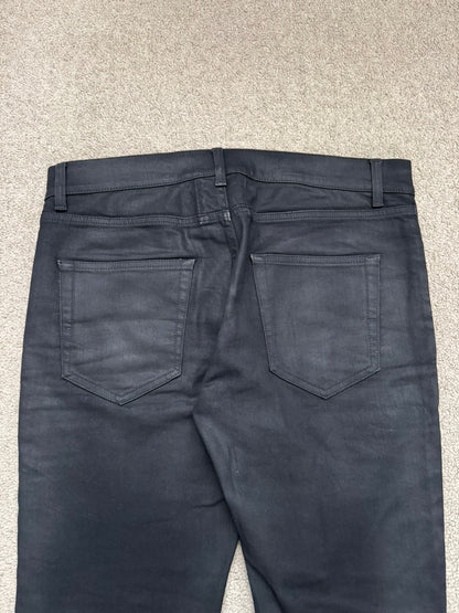 SS17 Saint Laurent Paris Waxed Knee Slit D02 Denim Jeans