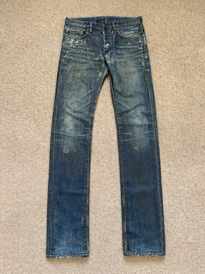 SS07 Dior Homme by Hedi Slimane Wax Luster Clawmark Denim Jeans