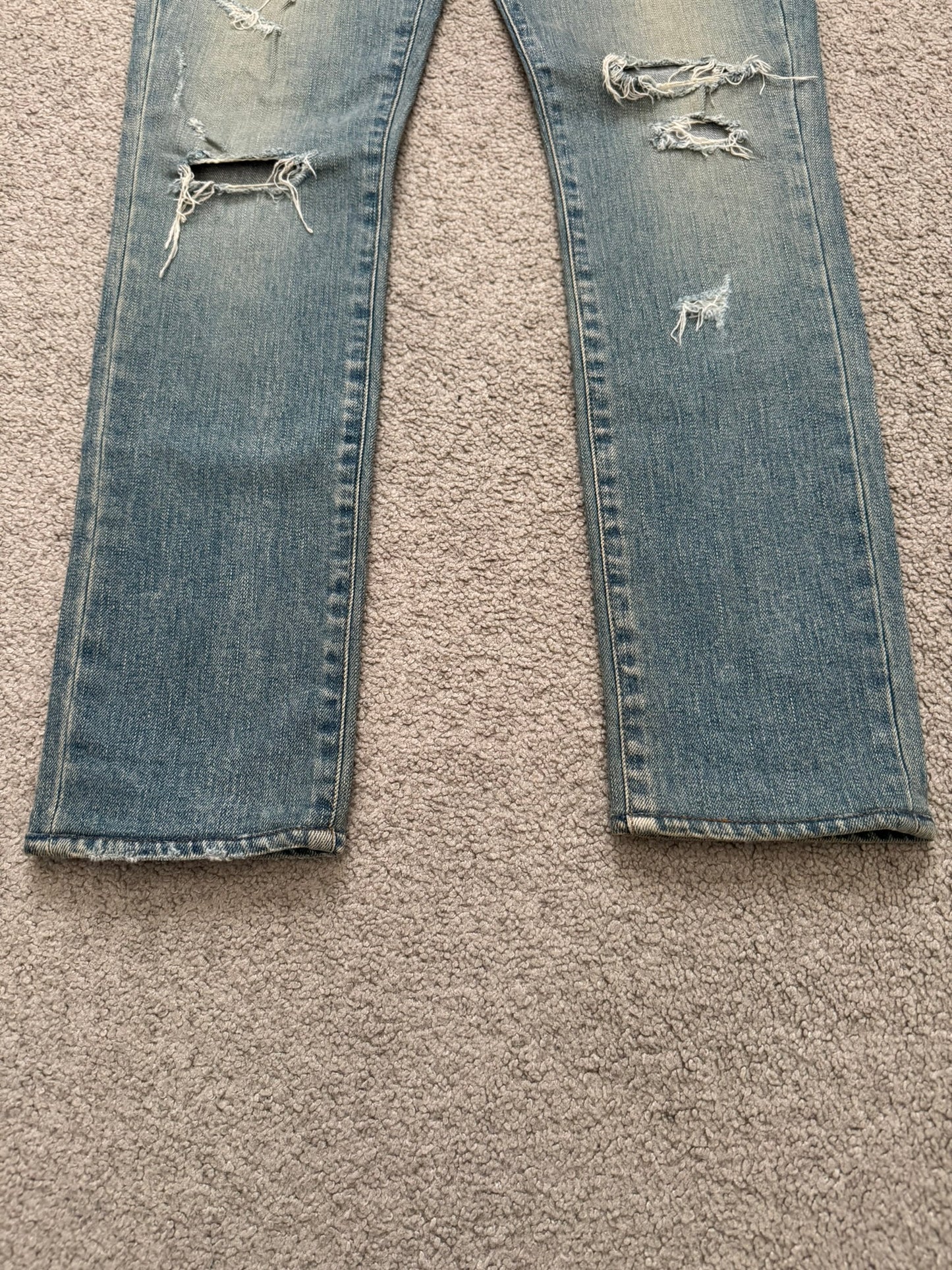 FW15 Saint Laurent by Hedi Slimane Crash Distressed D01 Denim Jeans