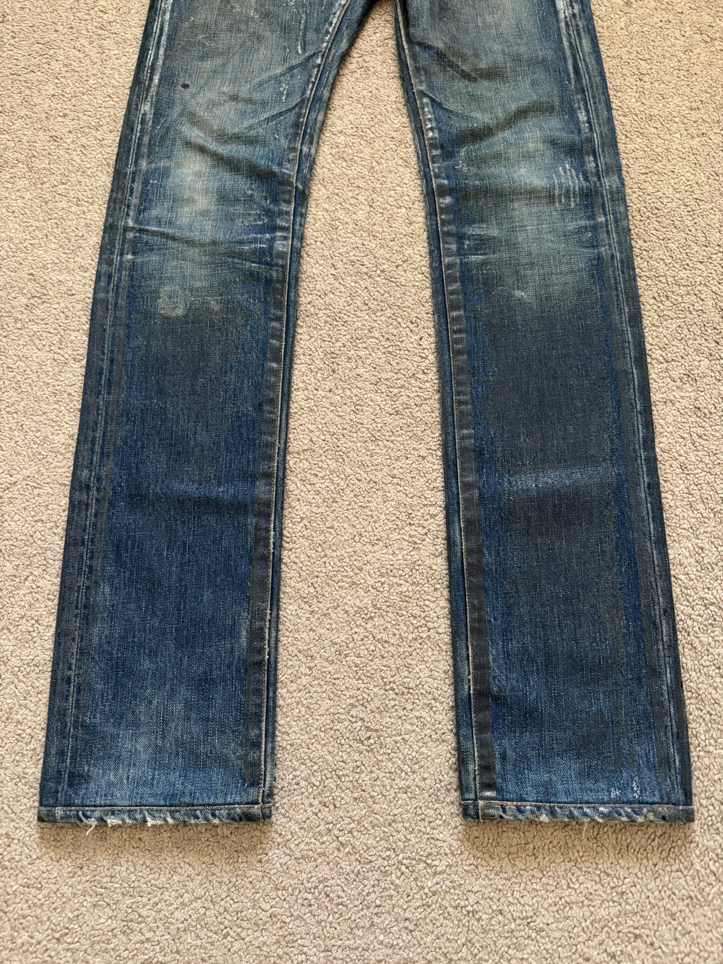 SS07 Dior Homme by Hedi Slimane Wax Luster Clawmark Denim Jeans