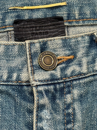 FW15 Saint Laurent by Hedi Slimane Crash Distressed D01 Denim Jeans