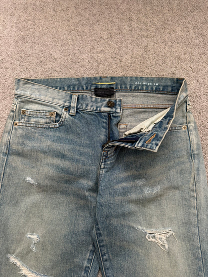 FW15 Saint Laurent by Hedi Slimane Crash Distressed D01 Denim Jeans