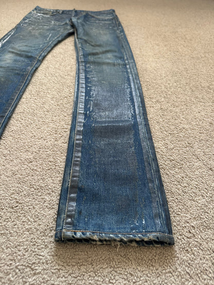 SS07 Dior Homme by Hedi Slimane Wax Luster Clawmark Denim Jeans