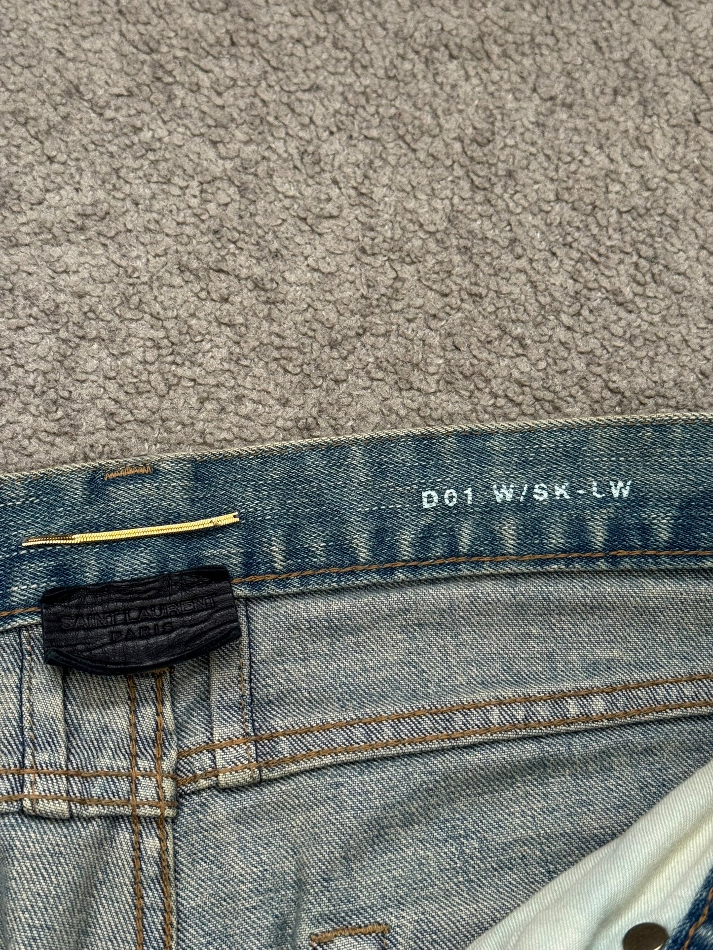 FW15 Saint Laurent by Hedi Slimane Crash Distressed D01 Denim Jeans