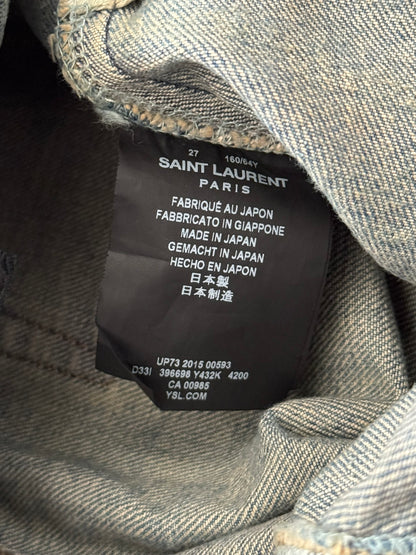 FW15 Saint Laurent by Hedi Slimane Crash Distressed D01 Denim Jeans