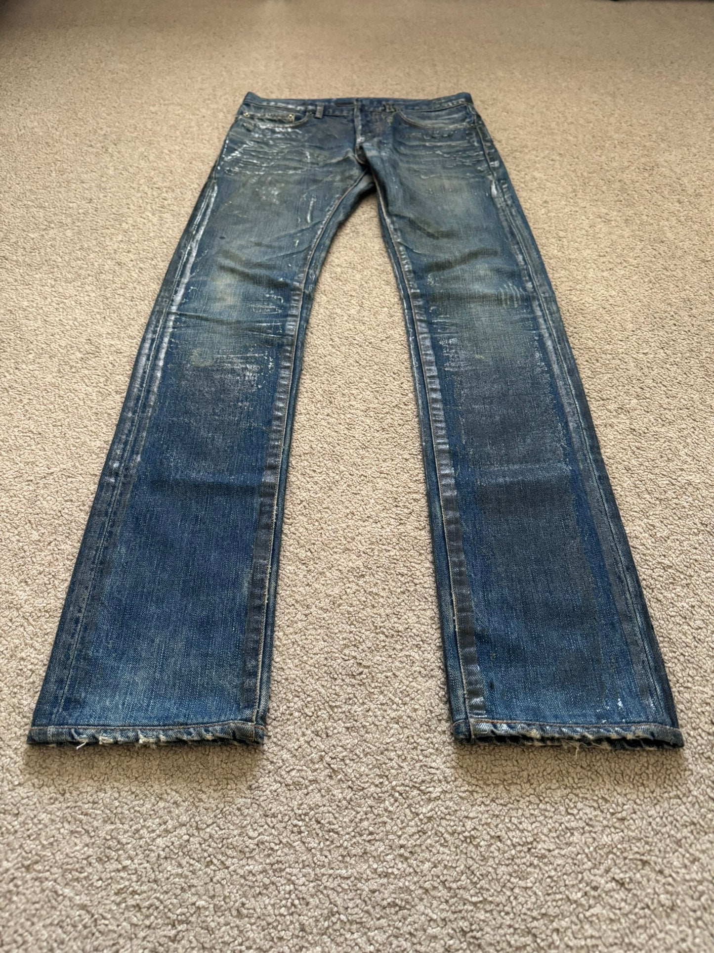 SS07 Dior Homme by Hedi Slimane Wax Luster Clawmark Denim Jeans