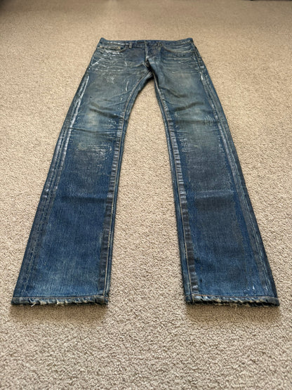 SS07 Dior Homme by Hedi Slimane Wax Luster Clawmark Denim Jeans