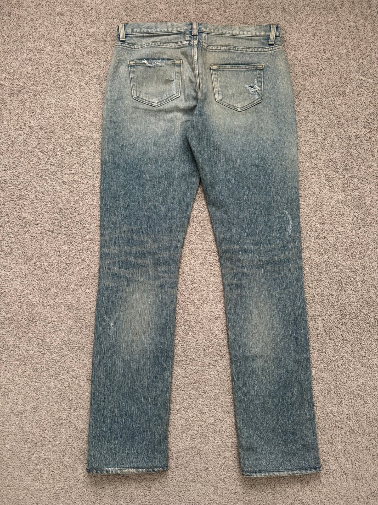 FW15 Saint Laurent by Hedi Slimane Crash Distressed D01 Denim Jeans
