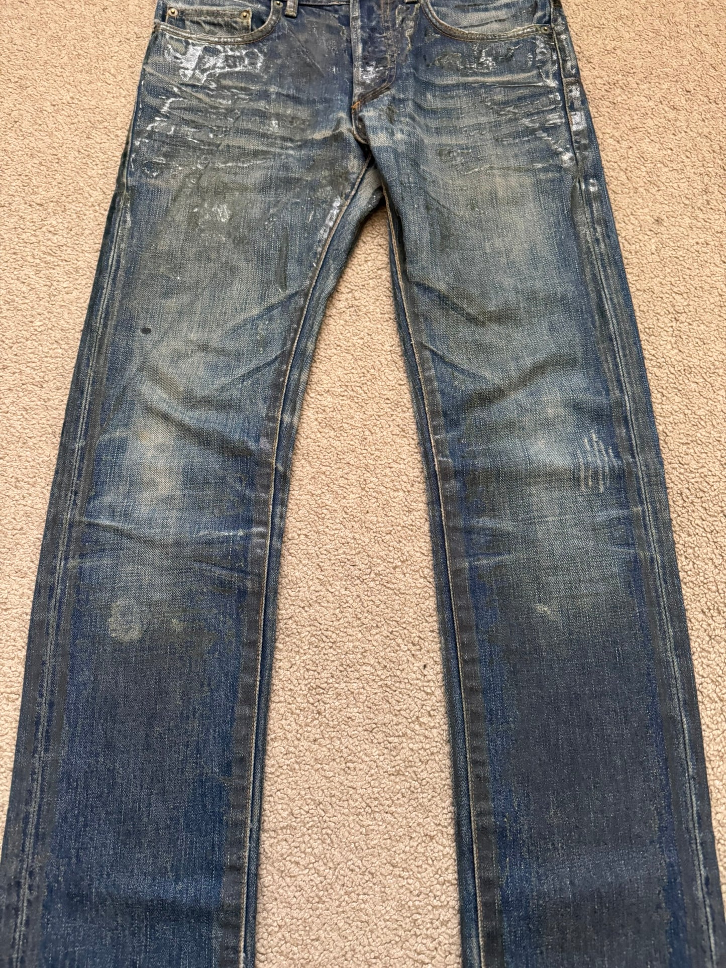 SS07 Dior Homme by Hedi Slimane Wax Luster Clawmark Denim Jeans