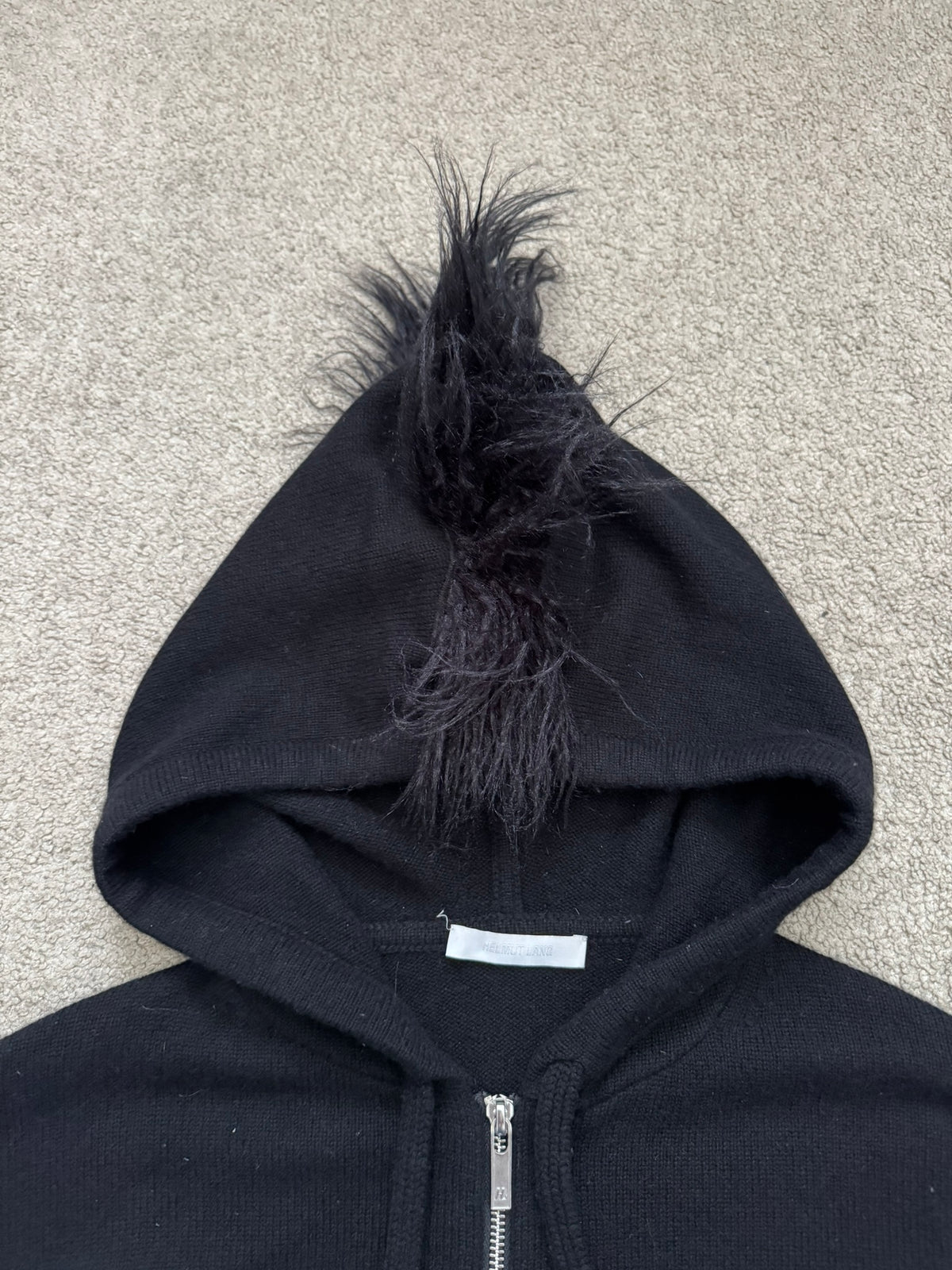 Helmut Lang Cashmere/Wool Mohawk Zip Up Hoodie