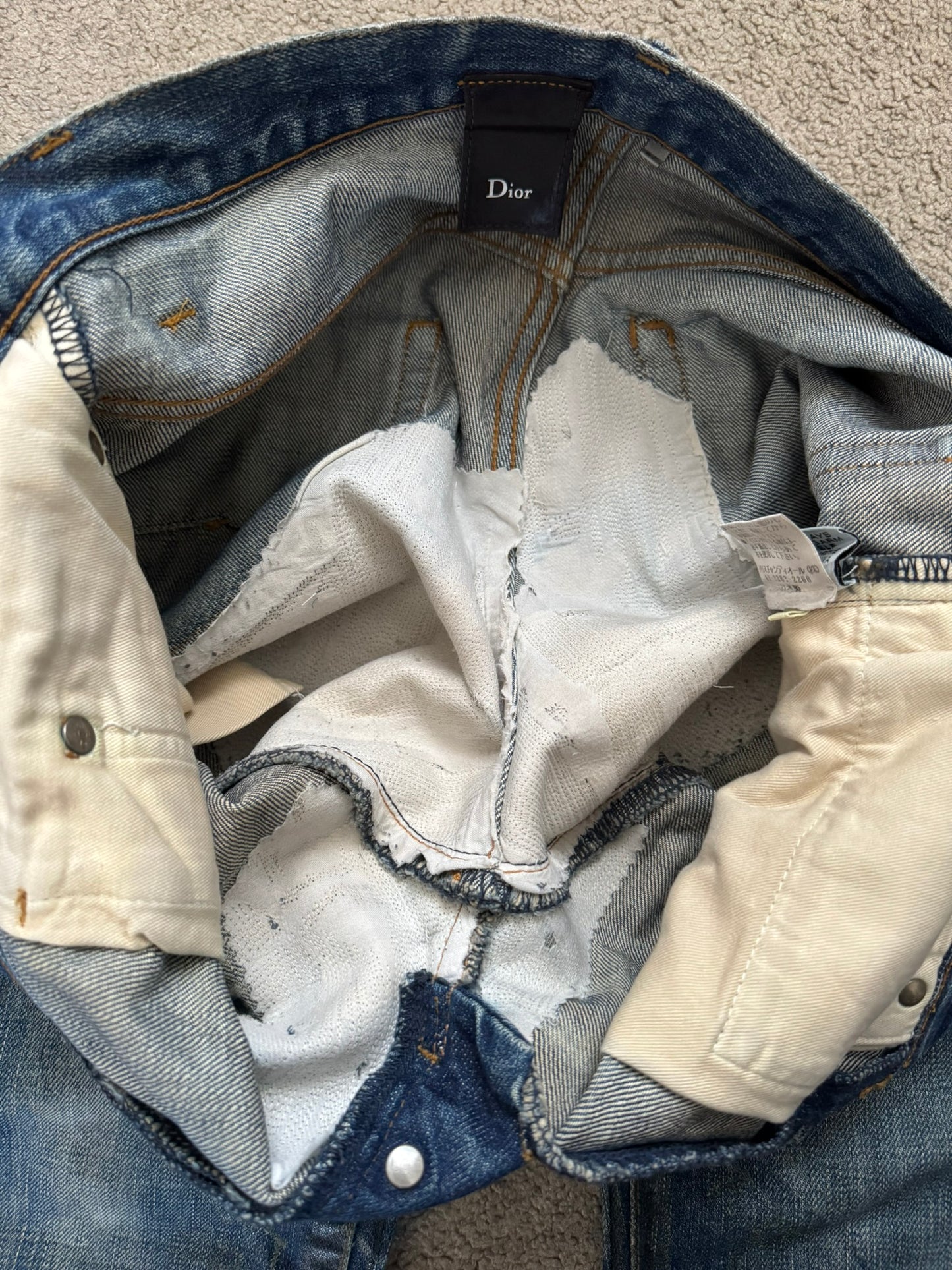 SS07 Dior Homme by Hedi Slimane Wax Luster Clawmark Denim Jeans