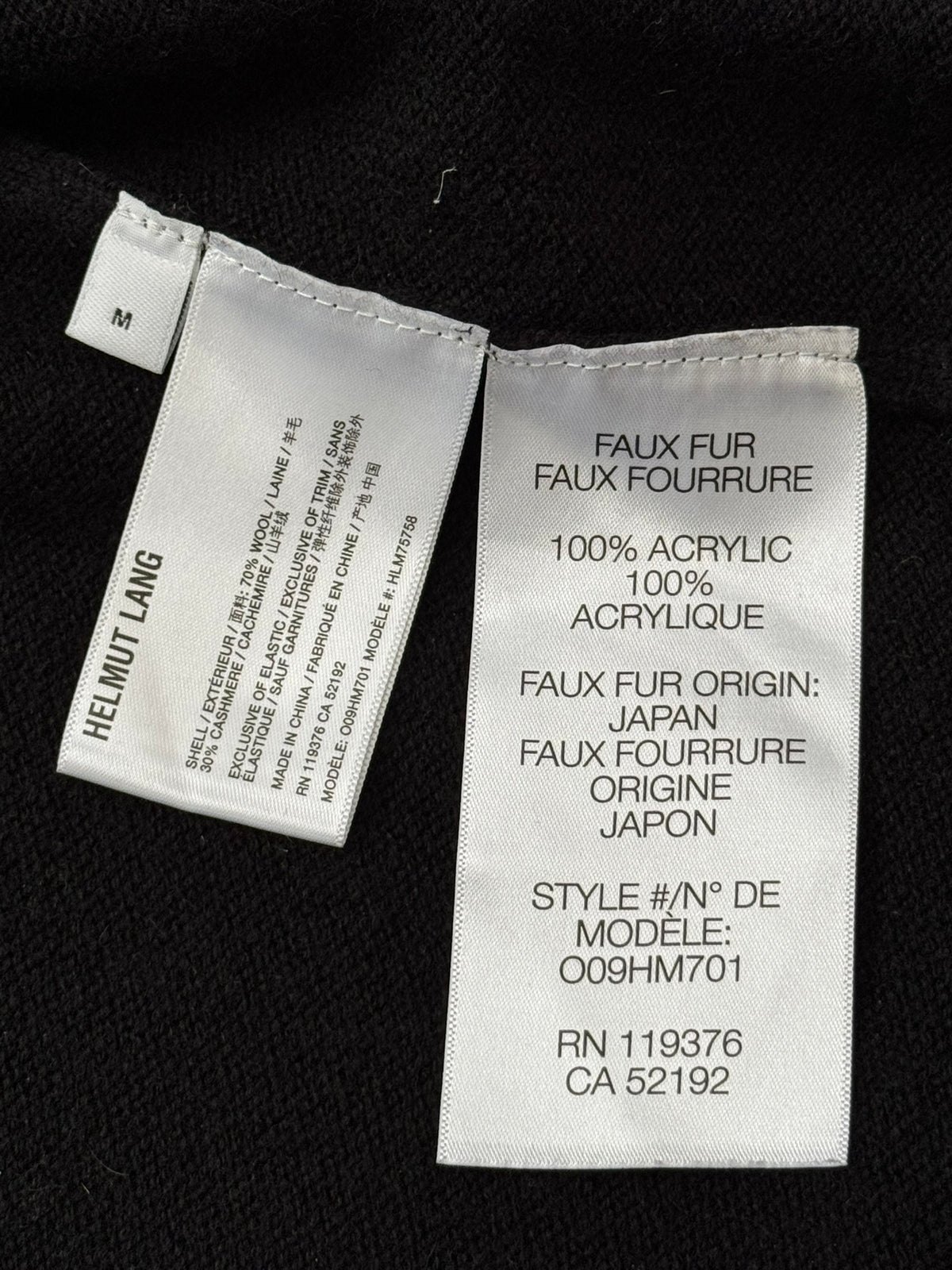 Helmut Lang Cashmere/Wool Mohawk Zip Up Hoodie