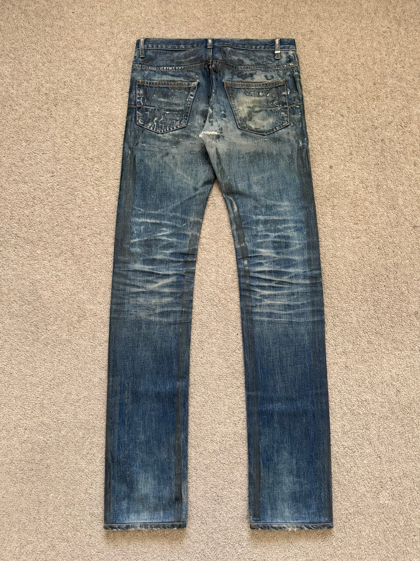 SS07 Dior Homme by Hedi Slimane Wax Luster Clawmark Denim Jeans
