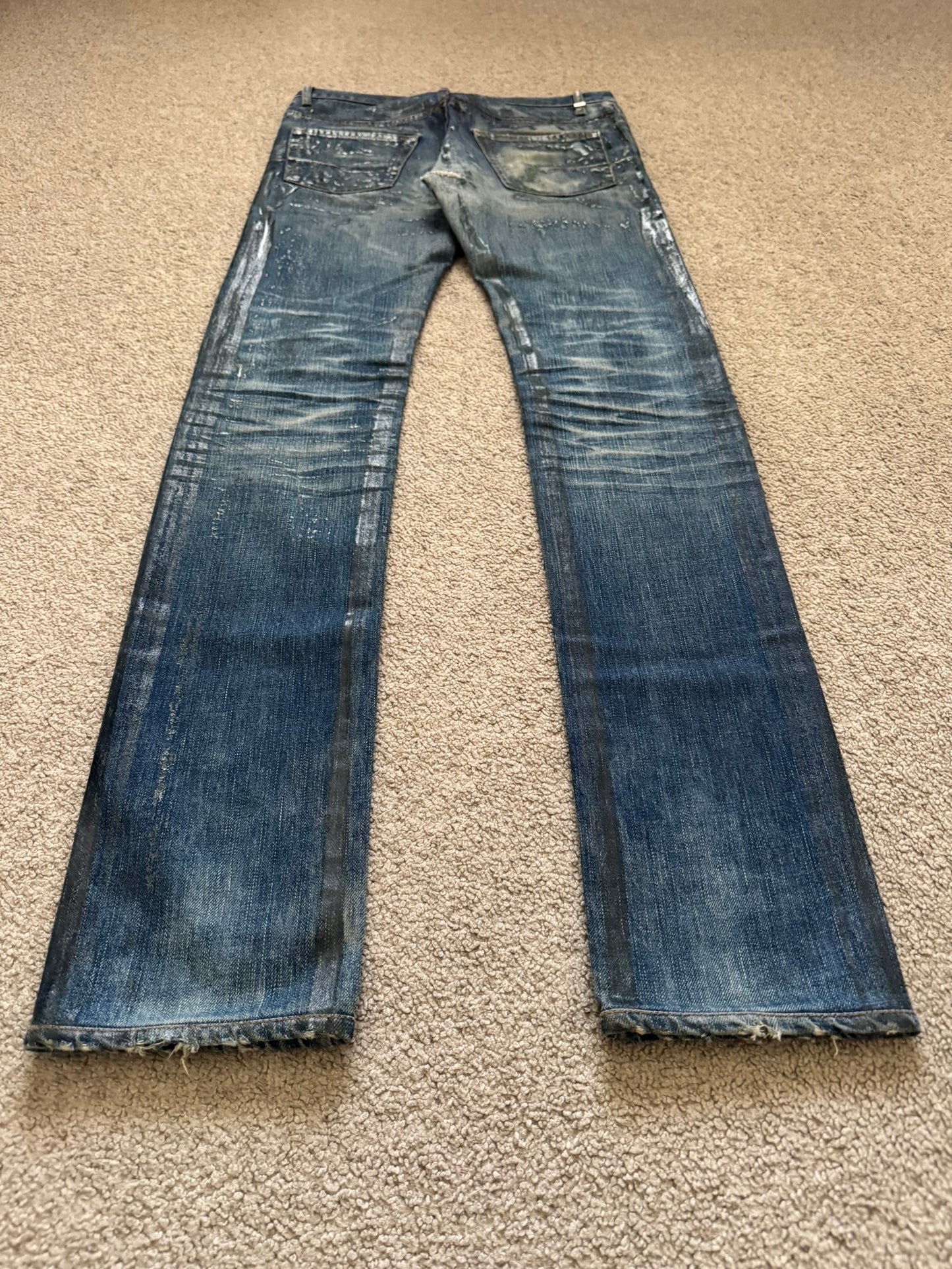 SS07 Dior Homme by Hedi Slimane Wax Luster Clawmark Denim Jeans