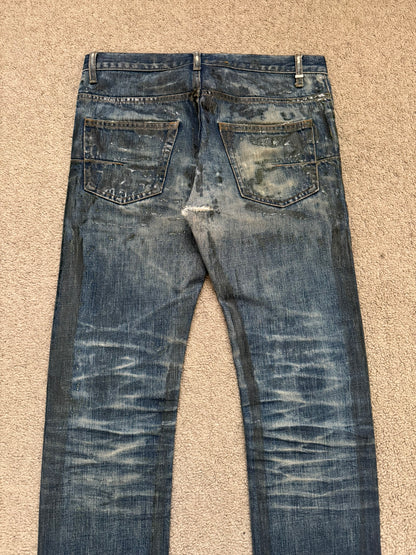 SS07 Dior Homme by Hedi Slimane Wax Luster Clawmark Denim Jeans