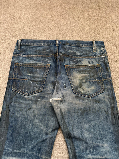 SS07 Dior Homme by Hedi Slimane Wax Luster Clawmark Denim Jeans