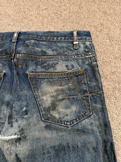 SS07 Dior Homme by Hedi Slimane Wax Luster Clawmark Denim Jeans
