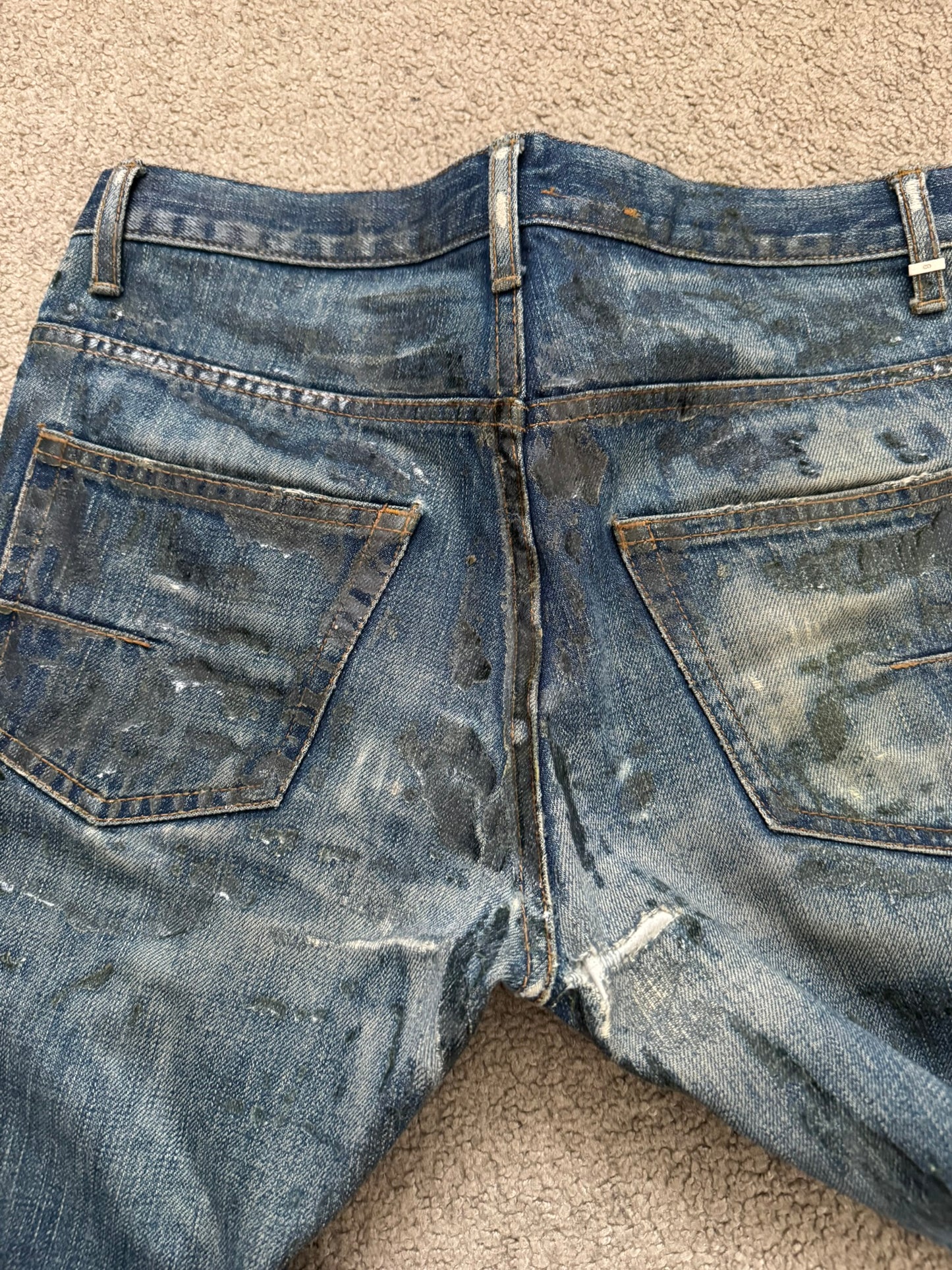 SS07 Dior Homme by Hedi Slimane Wax Luster Clawmark Denim Jeans