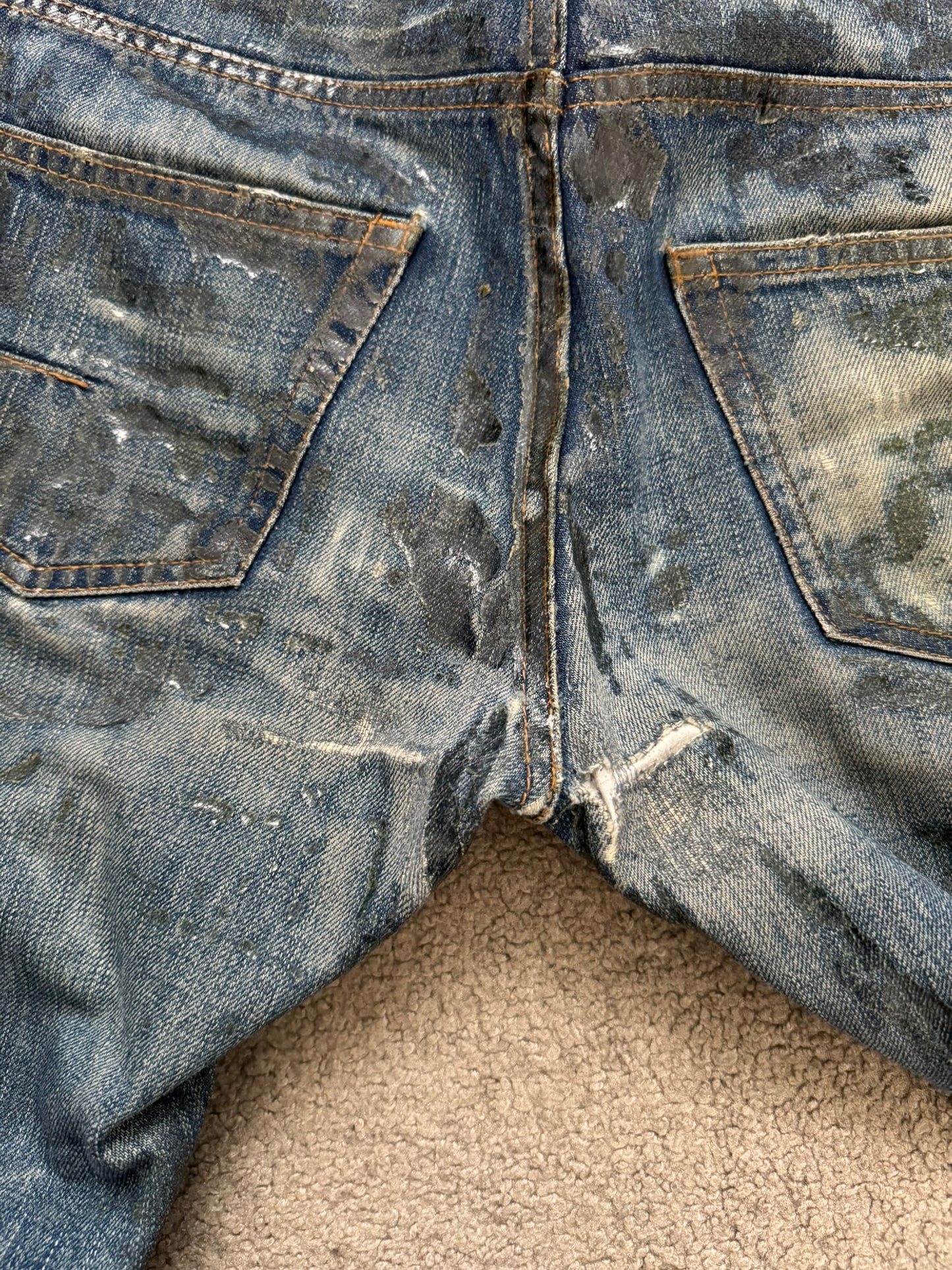 SS07 Dior Homme by Hedi Slimane Wax Luster Clawmark Denim Jeans