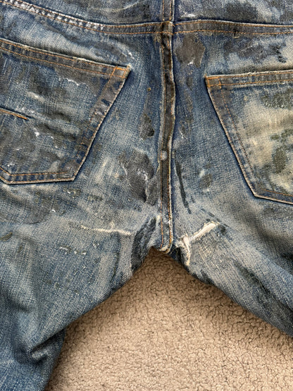 SS07 Dior Homme by Hedi Slimane Wax Luster Clawmark Denim Jeans