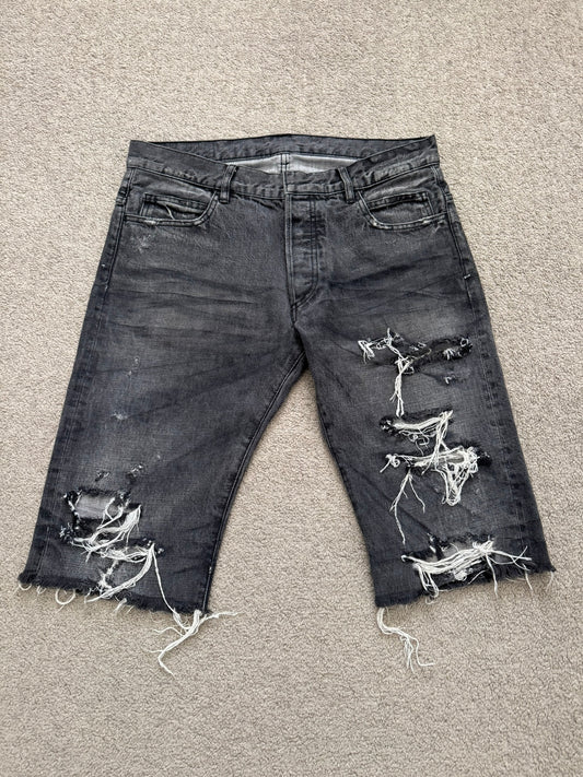 SS12 Balmain by Olivier Rousteing Distressed Denim Jean Shorts