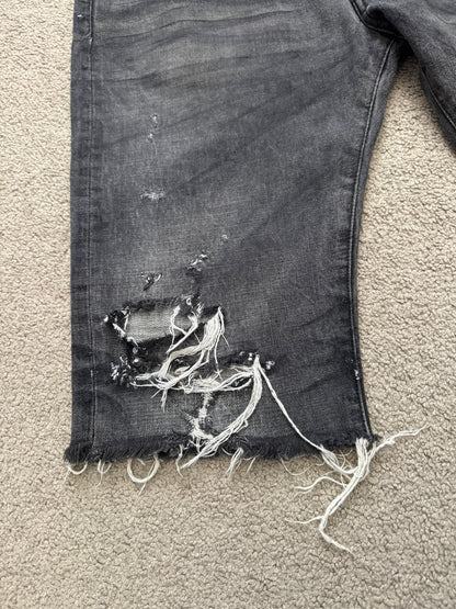 SS12 Balmain by Olivier Rousteing Distressed Denim Jean Shorts