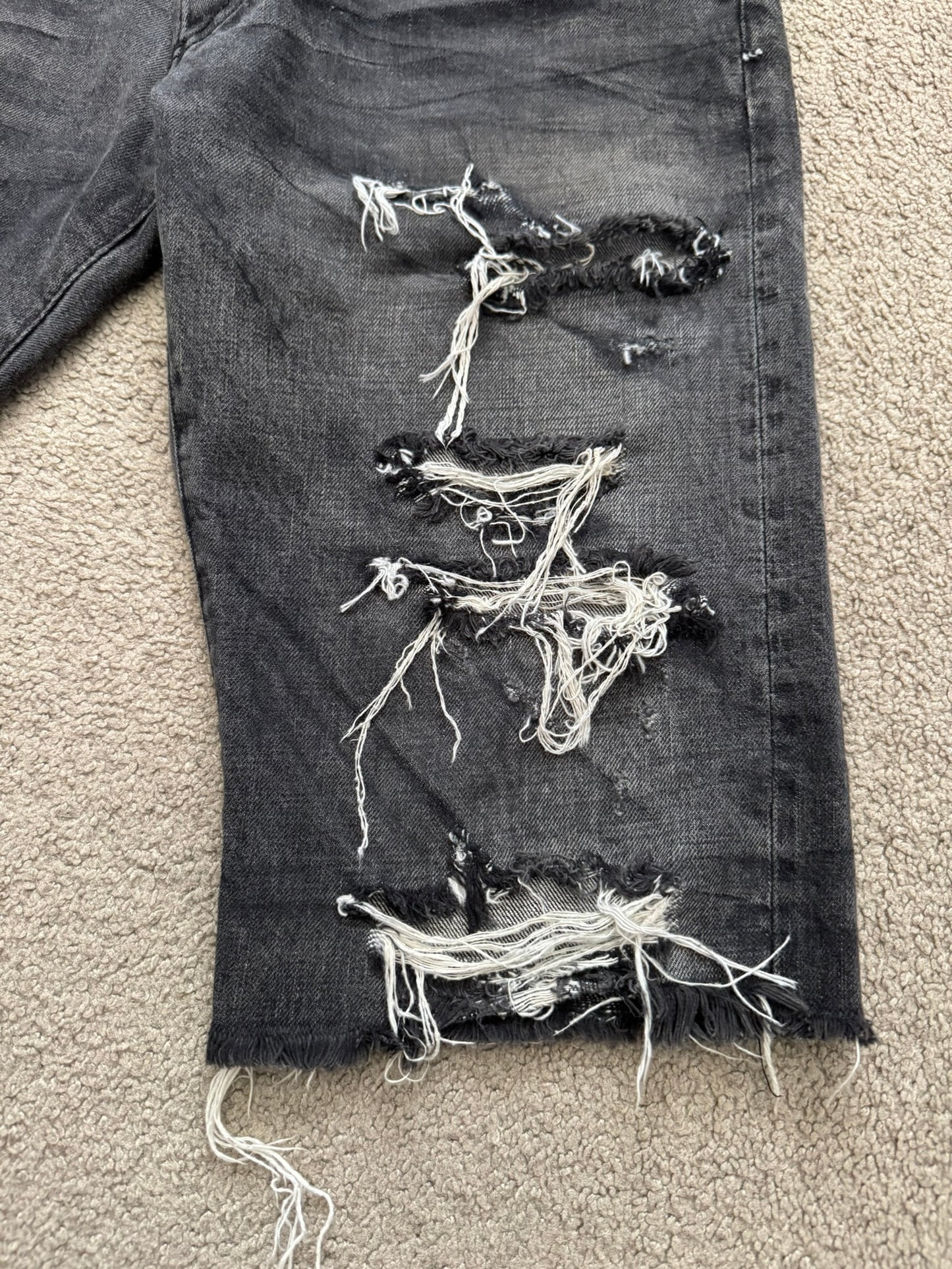 SS12 Balmain by Olivier Rousteing Distressed Denim Jean Shorts