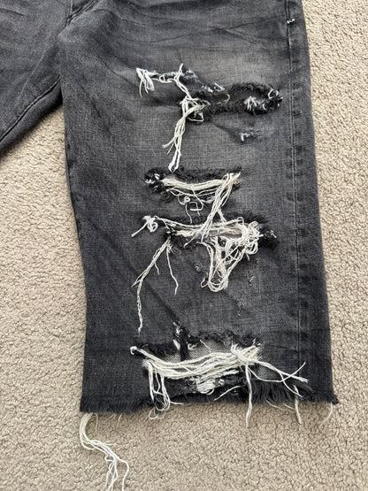 SS12 Balmain by Olivier Rousteing Distressed Denim Jean Shorts