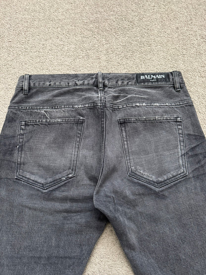 SS12 Balmain by Olivier Rousteing Distressed Denim Jean Shorts