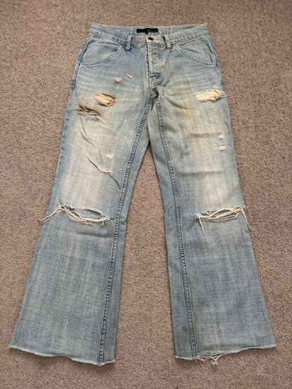 Kazuyuki Kumagai Attachment Distressed Flared Denim Jeans