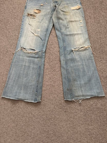 Kazuyuki Kumagai Attachment Distressed Flared Denim Jeans