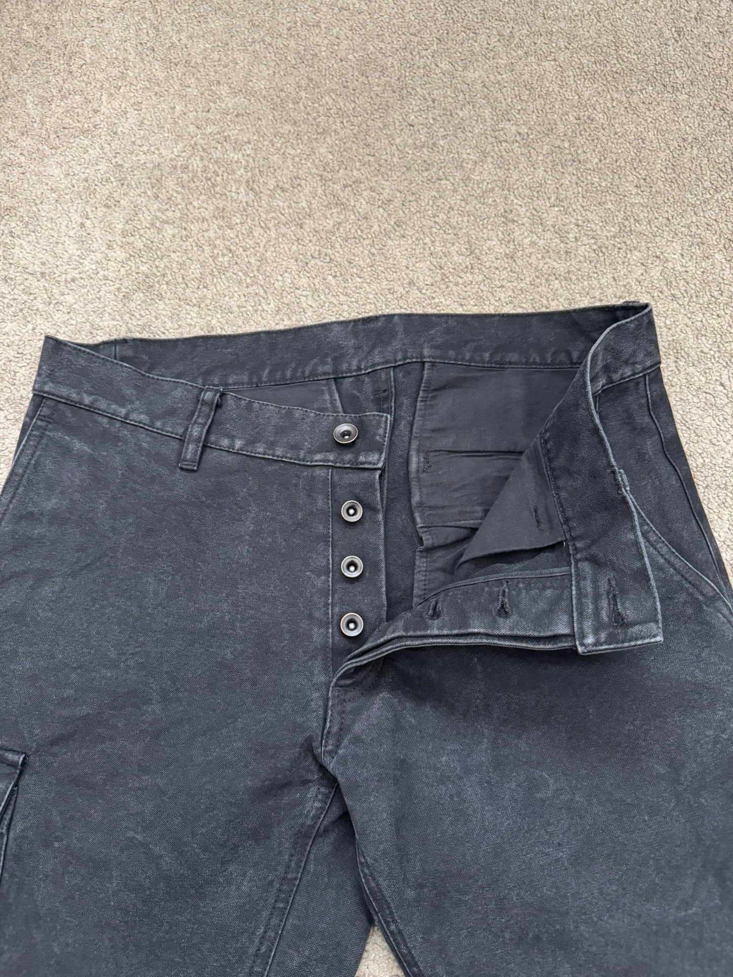 Kazuyuki Kumagai Attachment Overdyed J-Cut Cargo Denim Jeans