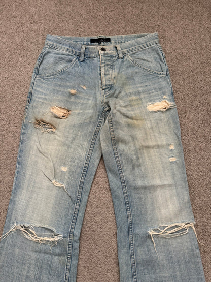 Kazuyuki Kumagai Attachment Distressed Flared Denim Jeans