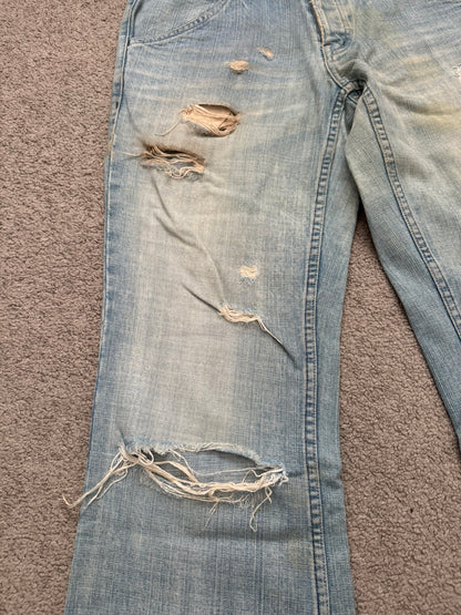 Kazuyuki Kumagai Attachment Distressed Flared Denim Jeans