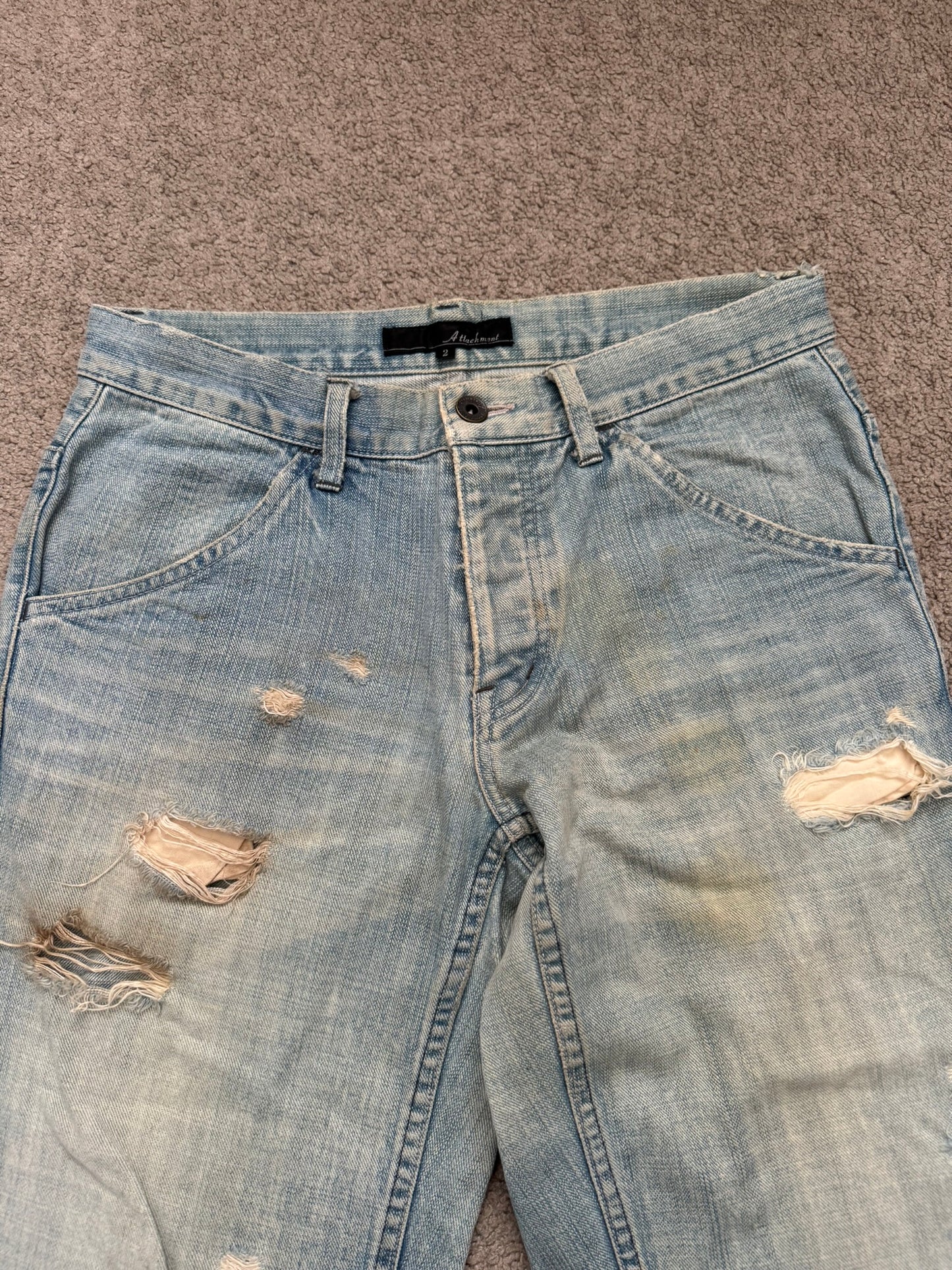 Kazuyuki Kumagai Attachment Distressed Flared Denim Jeans
