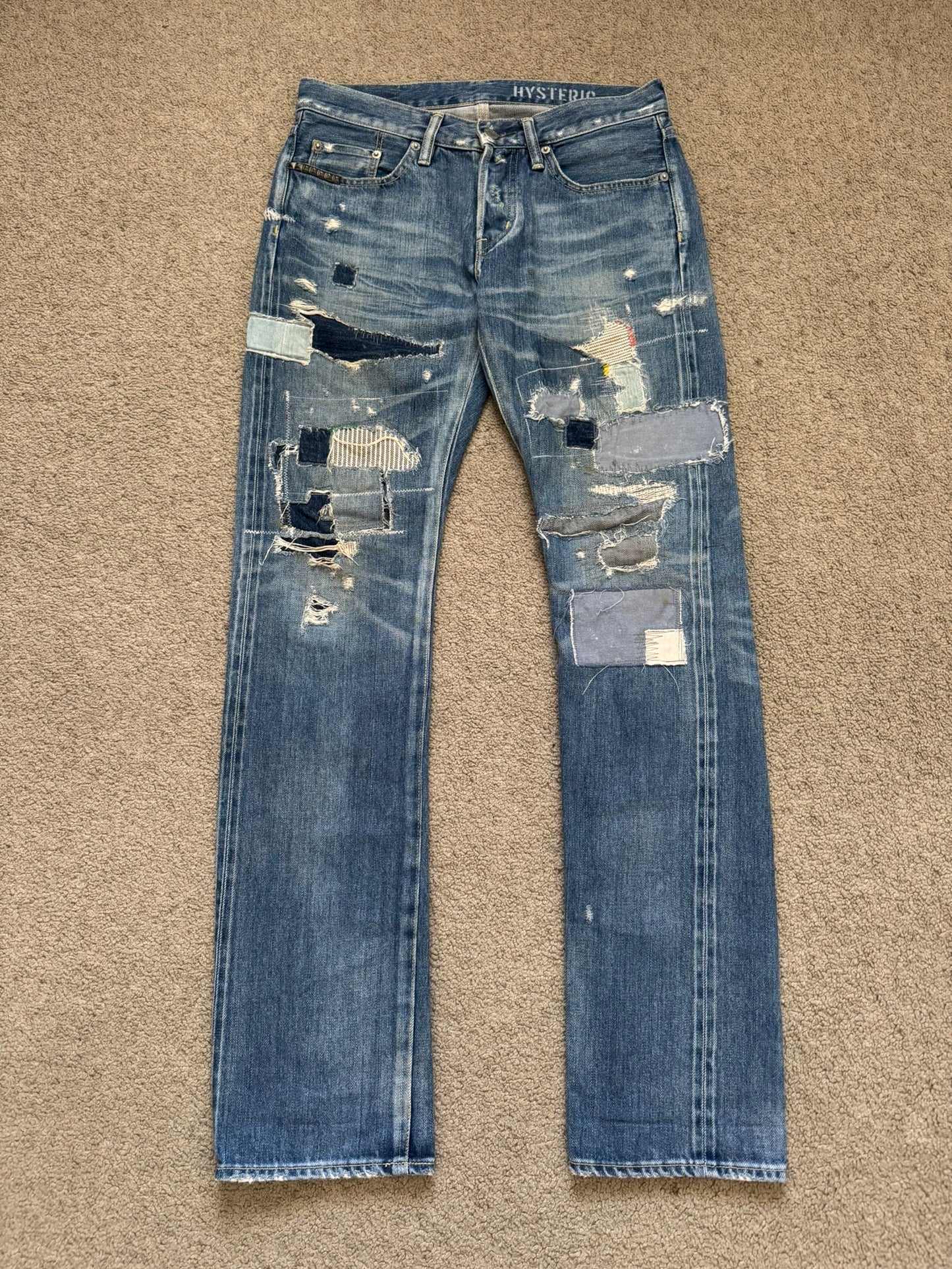 Hysteric Glamour Patchwork Repaired Studded Denim Jeans