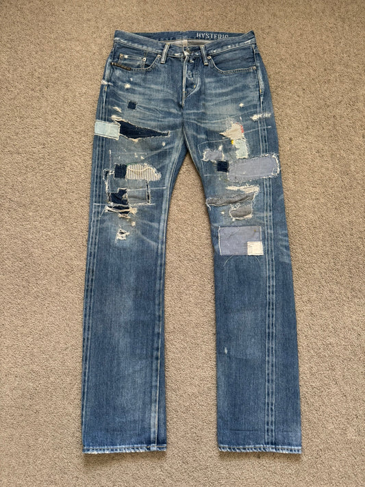 Hysteric Glamour Patchwork Repaired Studded Denim Jeans