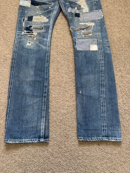 Hysteric Glamour Patchwork Repaired Studded Denim Jeans