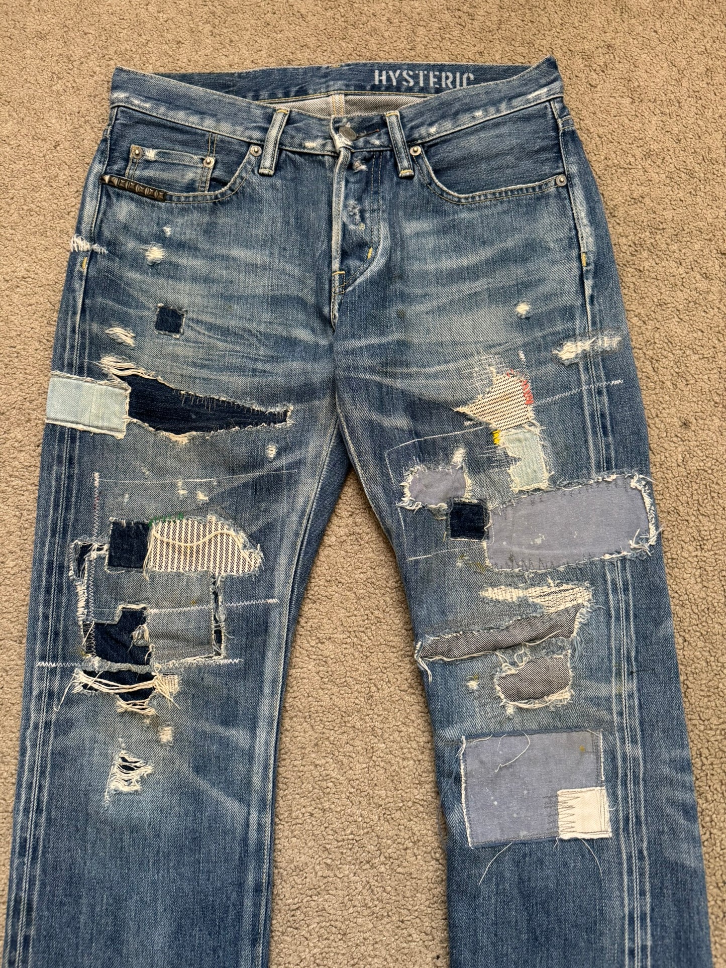 Hysteric Glamour Patchwork Repaired Studded Denim Jeans