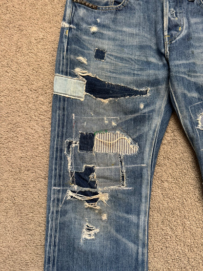 Hysteric Glamour Patchwork Repaired Studded Denim Jeans