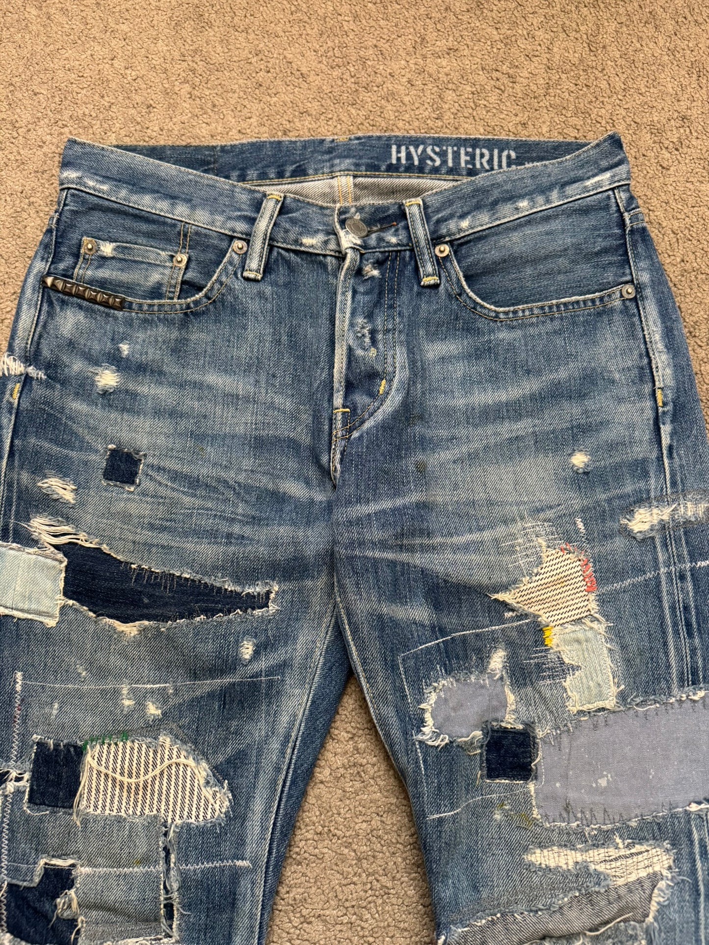 Hysteric Glamour Patchwork Repaired Studded Denim Jeans
