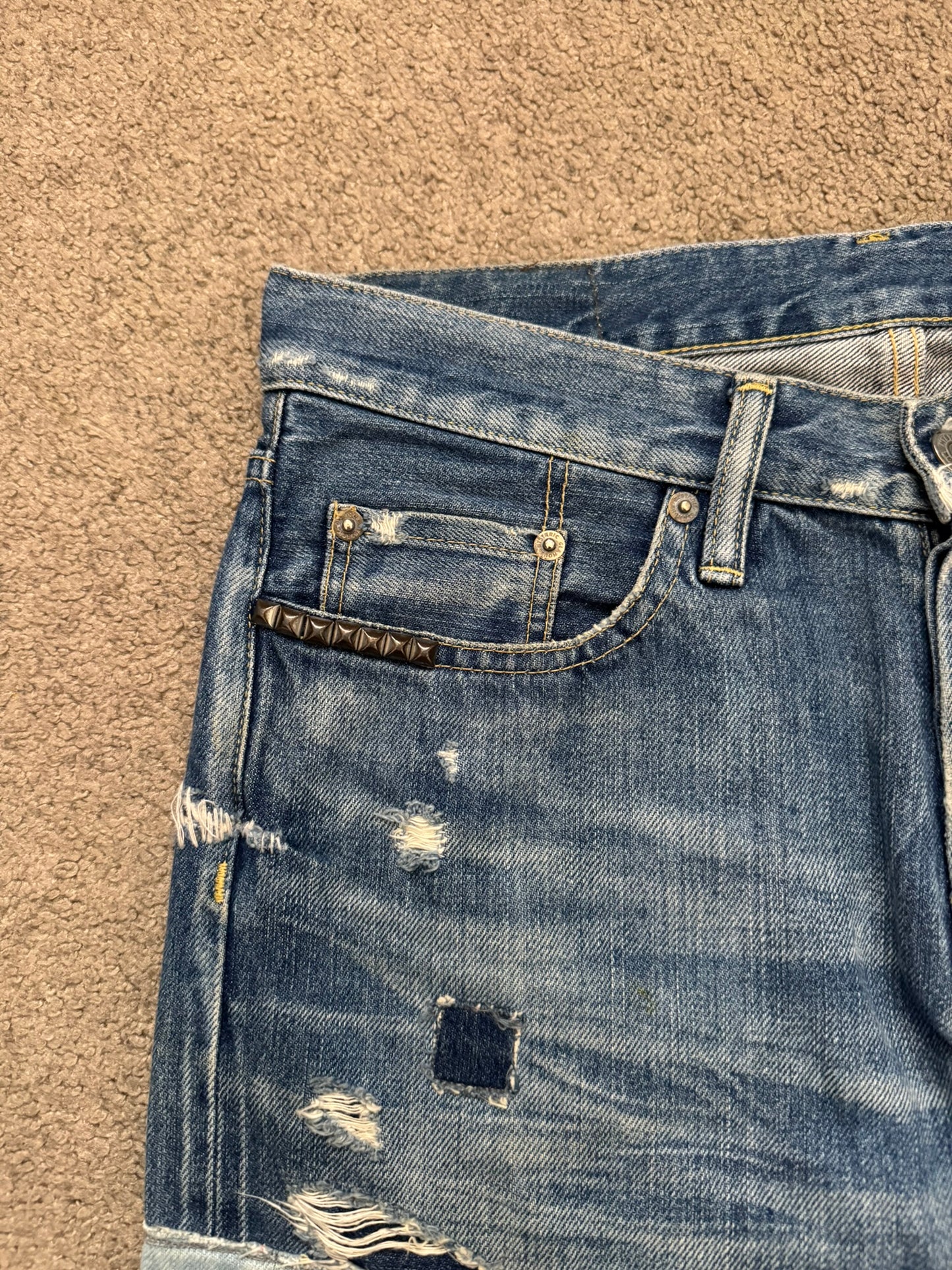 Hysteric Glamour Patchwork Repaired Studded Denim Jeans