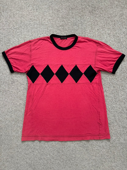 SS03 Comme Des Garcons Homme Plus Red Argyle Ringer T Shirt