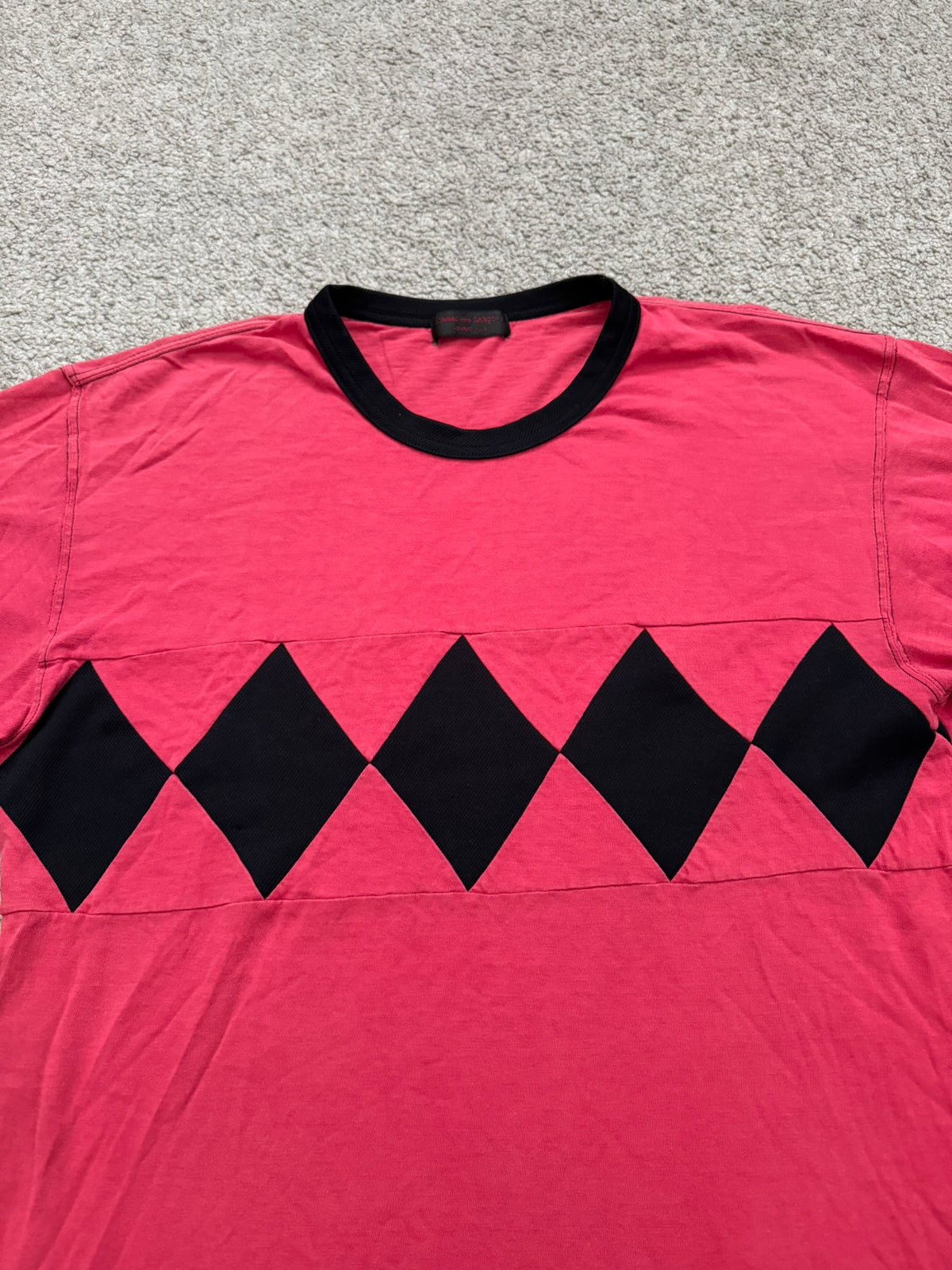 SS03 Comme Des Garcons Homme Plus Red Argyle Ringer T Shirt