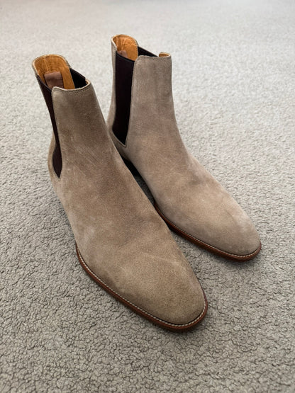 FW16 Saint Laurent by Hedi Slimane Beige Wyatt 30mm Chelsea Boots