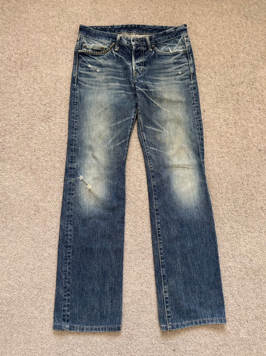 Hysteric Glamour Distressed Studded Flared Denim Jeans