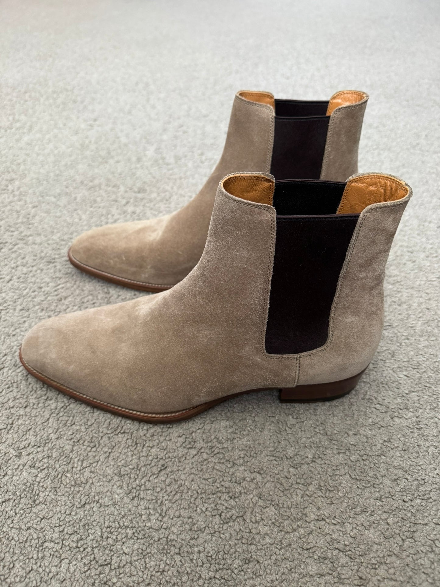 FW16 Saint Laurent by Hedi Slimane Beige Wyatt 30mm Chelsea Boots